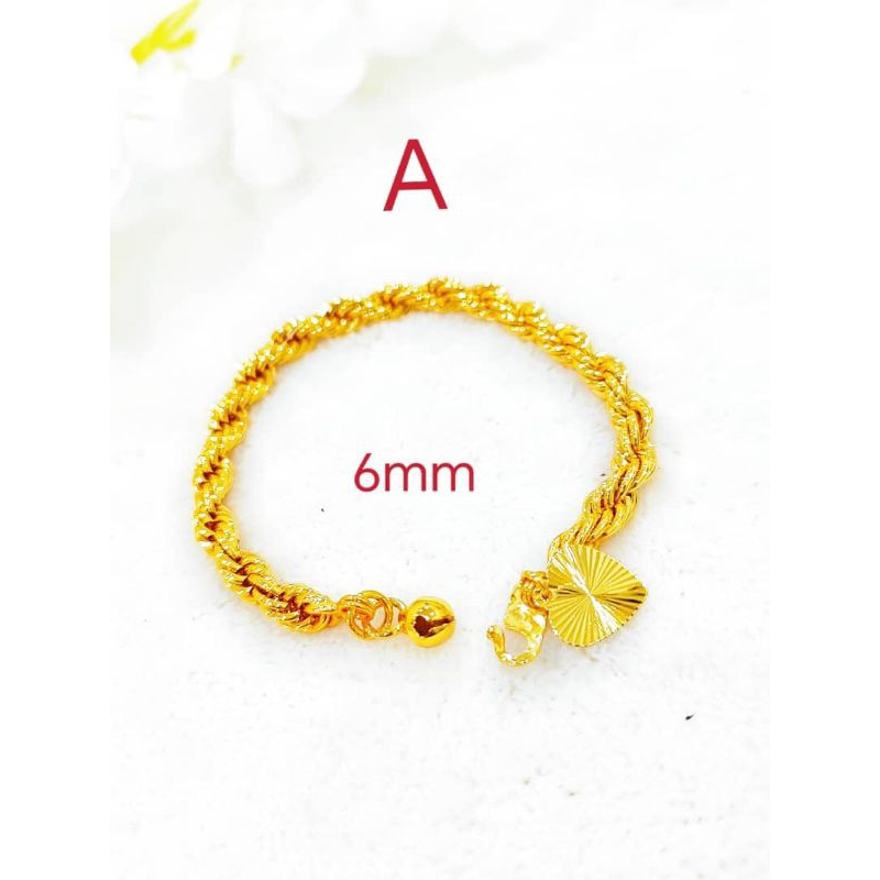 Rantai Tangan Pintal Emas Bangkok Bracelet Gold Plated Free Cop