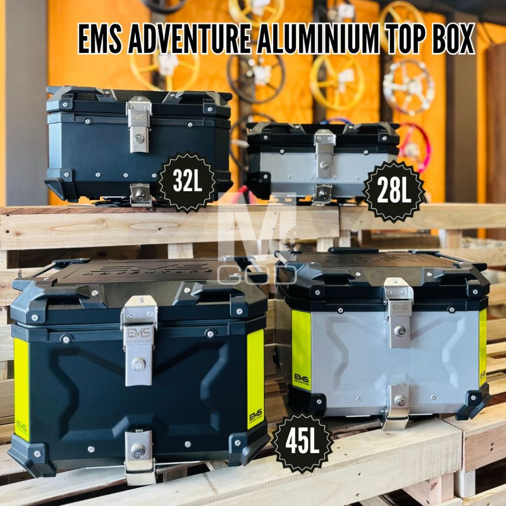 EMS ADVENTURE ALUMINIUM TOP BOX INCLUDE INNER PADDING REFLECTOR