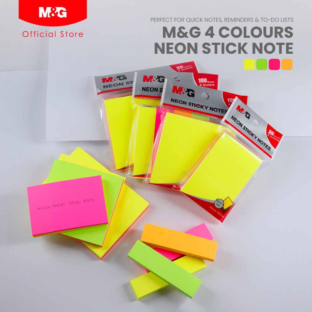 M G Neon Sticky Notes Sheet X Colour Ys Ys Ys