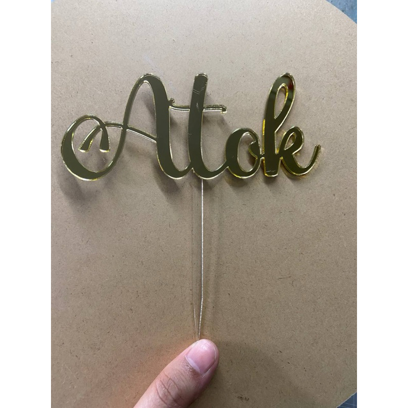 Viral Custom Topper Cake Name Acrylic Mirror Mm Murah Hiasan Kek Nama