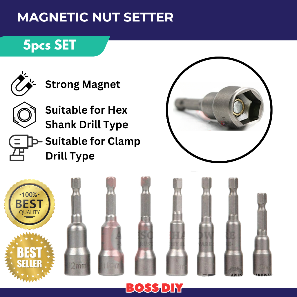 Aneka Hex Nut Hex Shank Magnetic Setter Socket Screw Driving Bit Drill