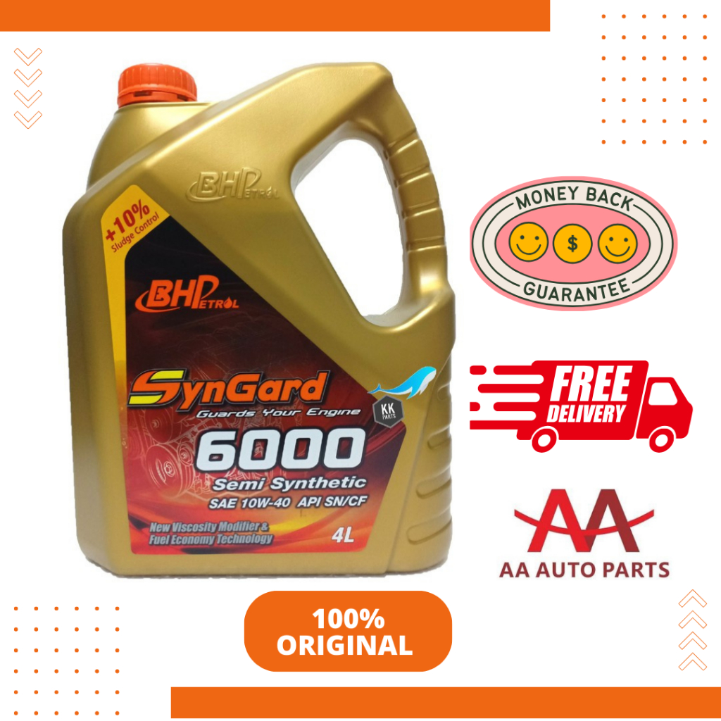 100 Original BHP SynGard 6000 SAE 10W 40 Semi Synthetic Engine Oil 4L