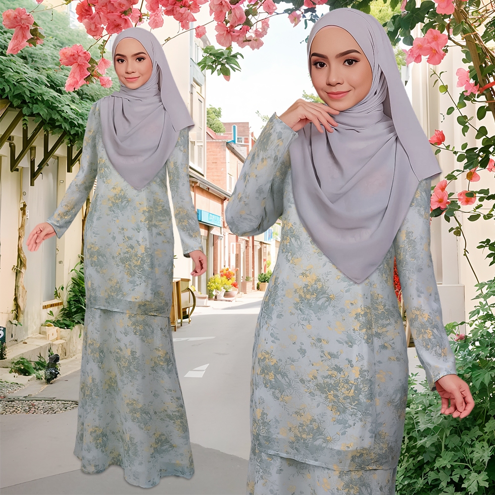 Afa Design Floral Baju Kurung Moden Payung Kain Chiffon Kurung Duyung