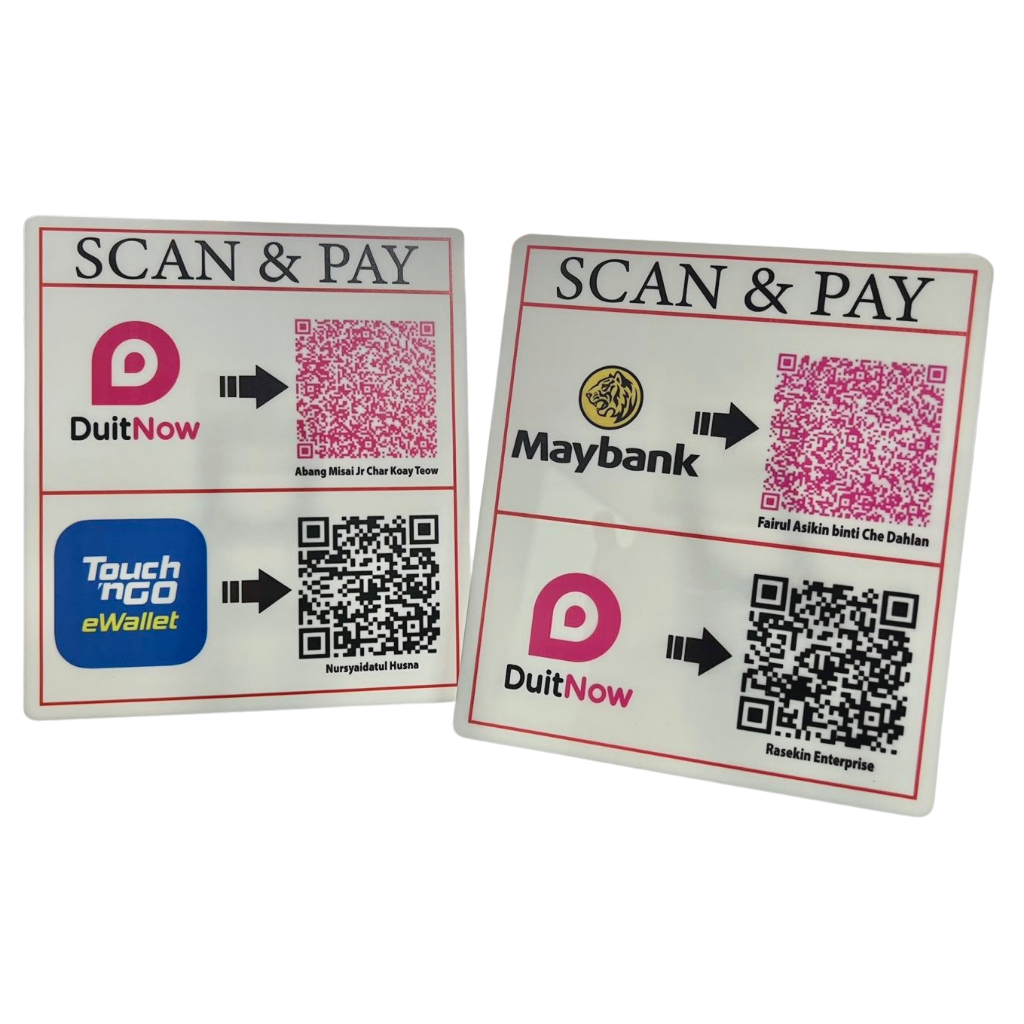 Ewallet Acrylic Printing QR Code With Stand DuitNow TouchNgo QrPay