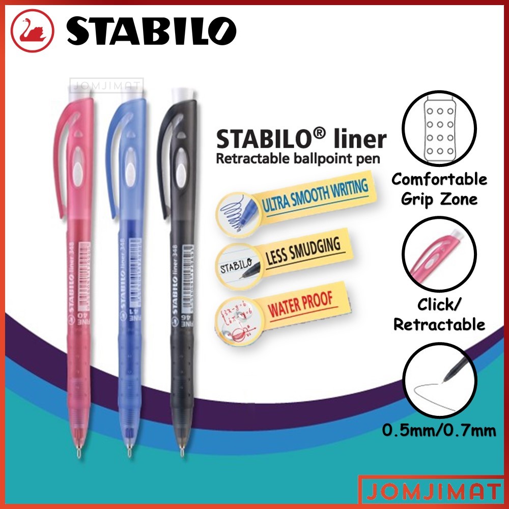 Stabilo Liner Retractable Ball Pen Extra Fine Mm Fine Mm