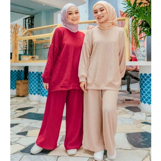 LISA Set Blouse Palazzo Ironless By Haurabelle Plus Size Shopee Malaysia