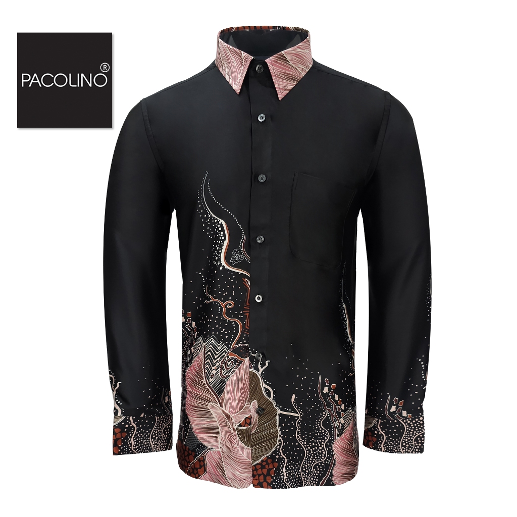 Pacolino Malaysia Men Batik Long Sleeve Regular Black Colour 22623