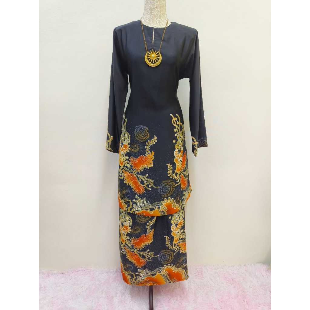 Baju Kurung Pahang Batik Rose KPB24012 Seta Pura Silk BBStml Shopee