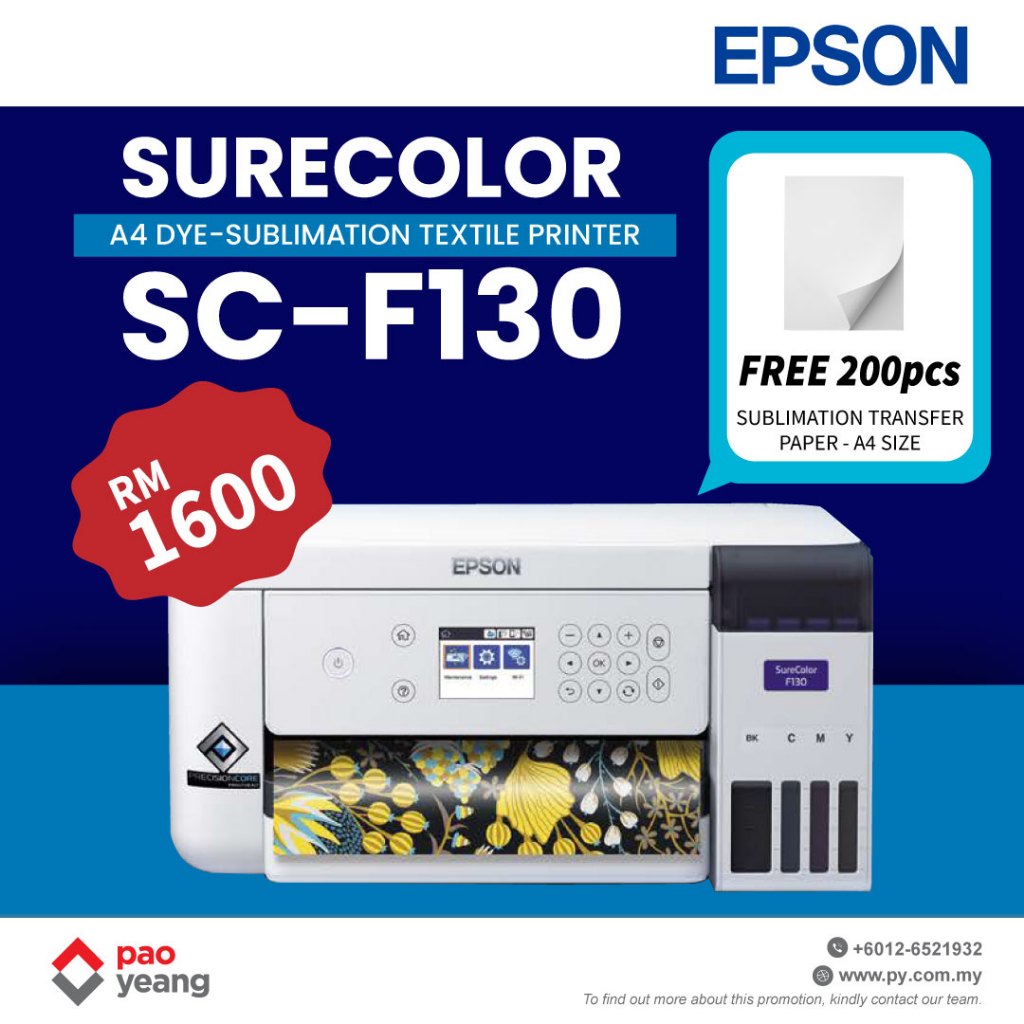 Epson Sc F A Size Dye Sublimation Printer Foc Paper Shopee Malaysia