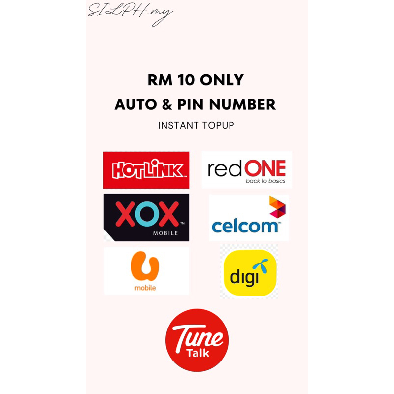 3 Discount RM 10 AUTO RELOAD PIN NUMBER TELCO TOPUP Shopee