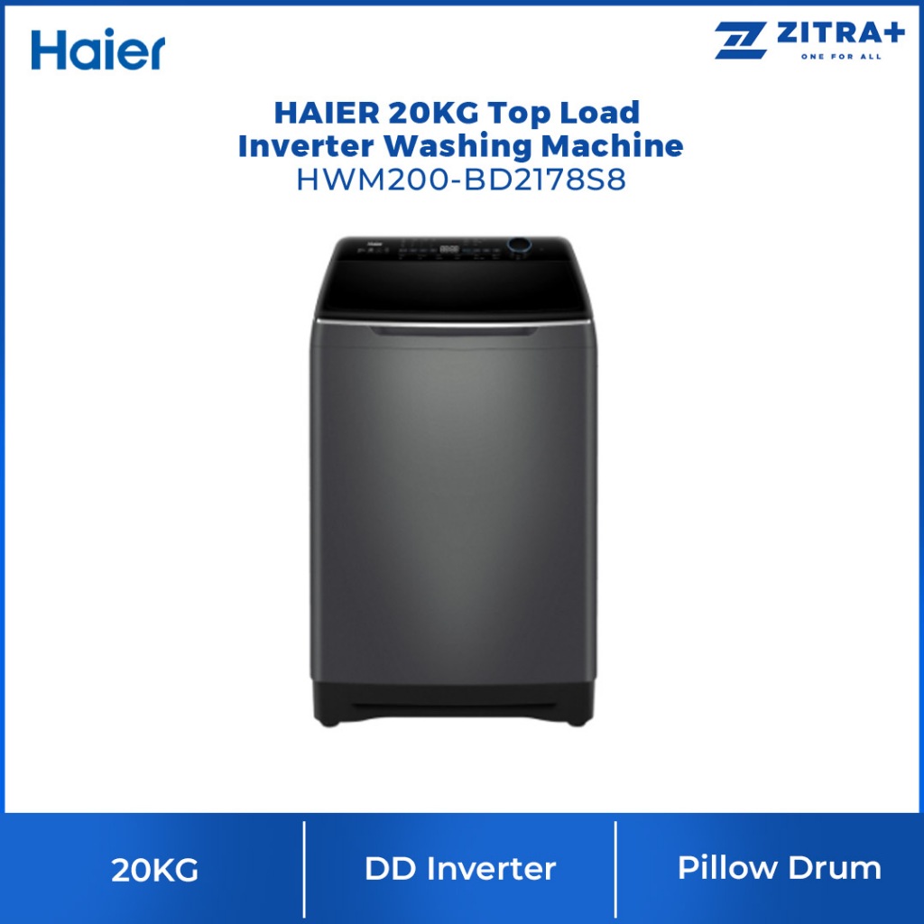 HAIER 20KG Top Load DD Inverter Washing Machine Graphite Silver HWM200