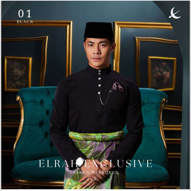 New Design Baju Melayu Elrah Exclusive Ultimate Slim Fit Black