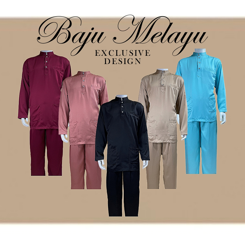 Baju Melayu Dewasa Cekak Musang Exclusive Design Raya Set Kain