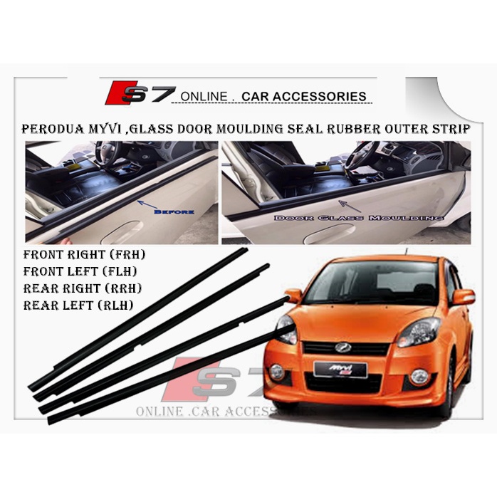 Perodua Myvi Glass Door Moulding Seal Rubber Outer Strip