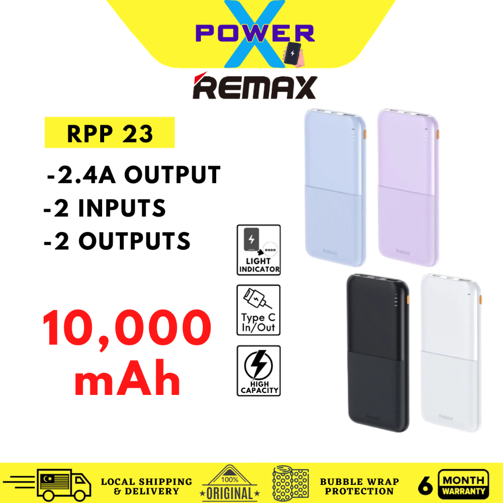 Remax RPP 23 10000mAh 2 Outputs Slim Power Bank Nipis Size 2 4A