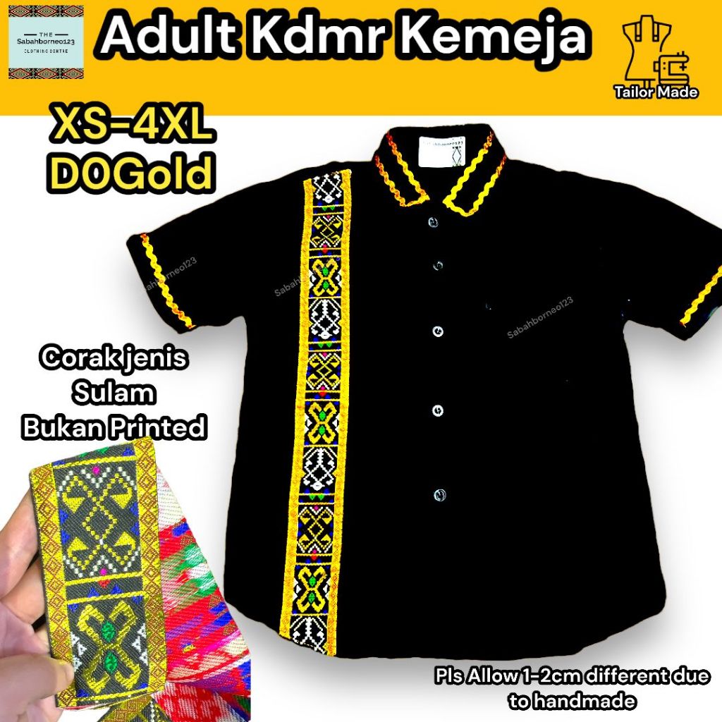 NEW 5CM D0GOLD Sulam Tradisi Modern Kadazan Dusun Sabah Baju Kaamatan