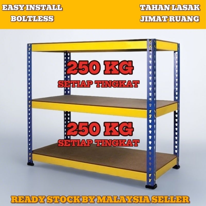 3 Level Boltless Rack Heavy Duty Rak Besi Bertingkat Rak Dapur Akuarium