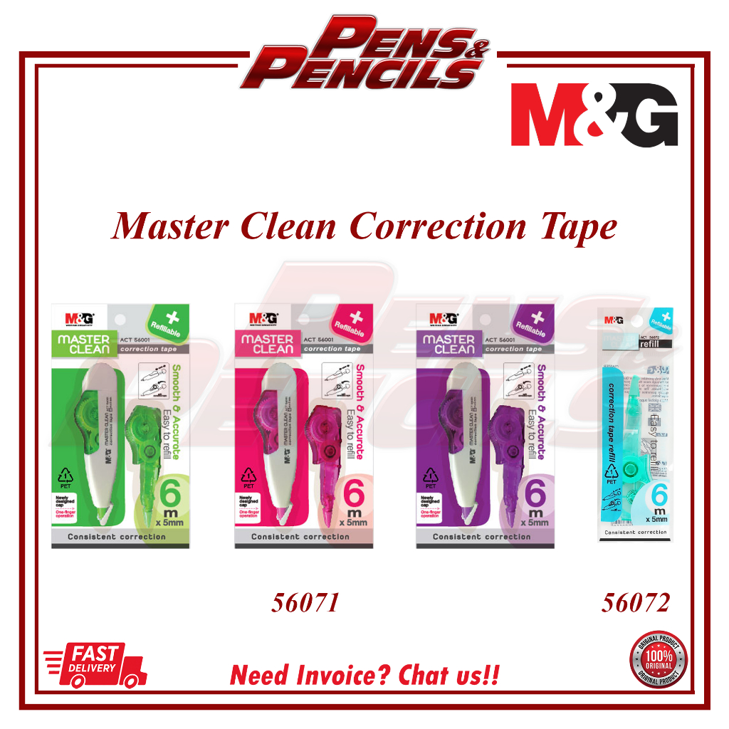 M G MASTER CLEAN Correction Tape 5mm X 6M Refillable ACT56071 56071