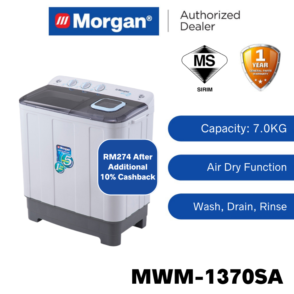 Morgan Midea Semi Auto Twin Tub Washing Machine 6KG 12KG MWM