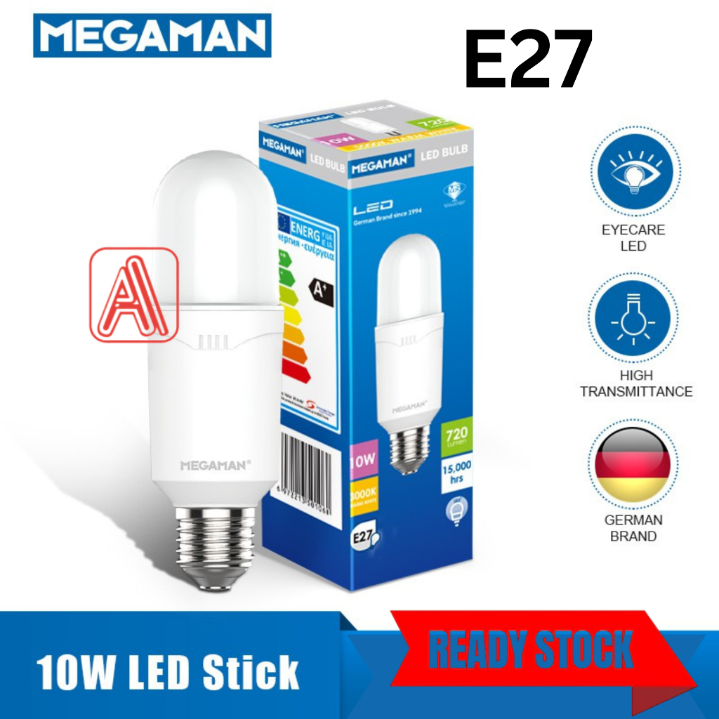 Megaman LED Stick Light Bulbs Sirim 10W 3000K 4000K 6500K E27 PLC