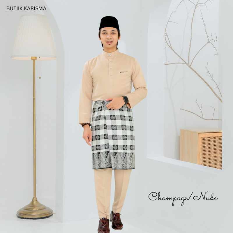 CHAMPAGNE NUDE BAJU MELAYU SLIMFIT MODERN BAJU MELAYU SLIMFIT