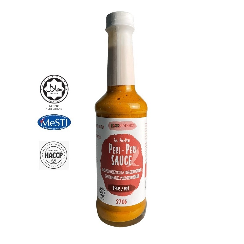 Keto BOSSBROTHERS Halal Hot Peri Peri Sauce Cili Peri Peri Pedas 270g