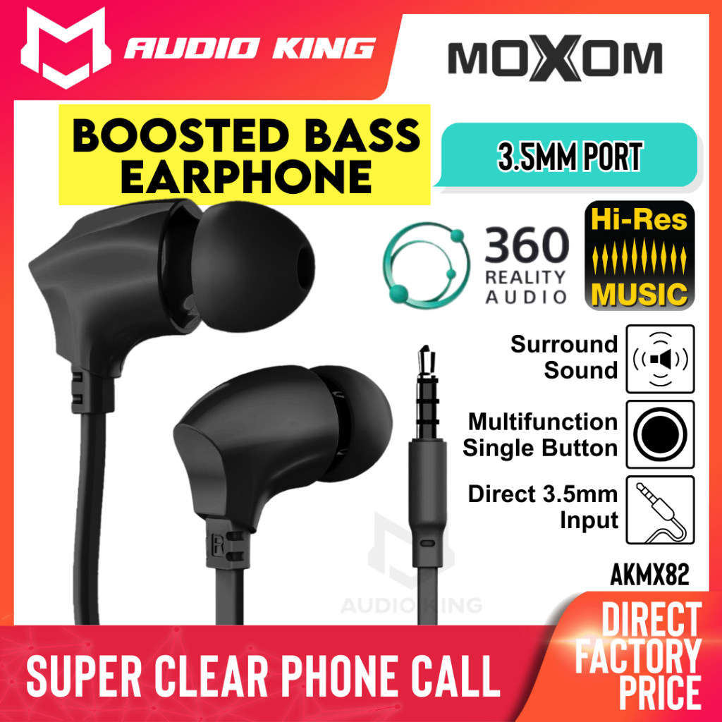 Moxom Wired In Ear Mm Boosted Bass Original Earphone Stereo Mic