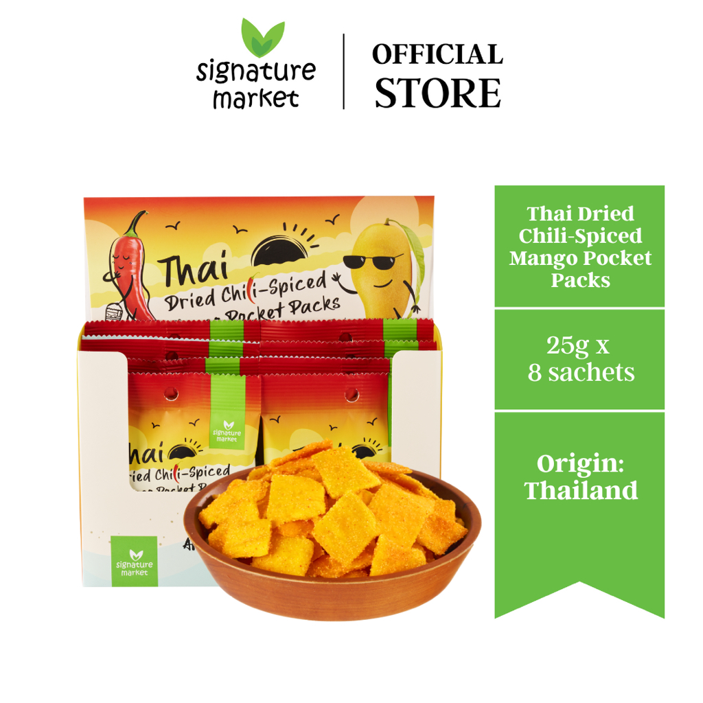 Signature Market Thai Dried Chili Spiced Mango Pocket Packs 25g X 8