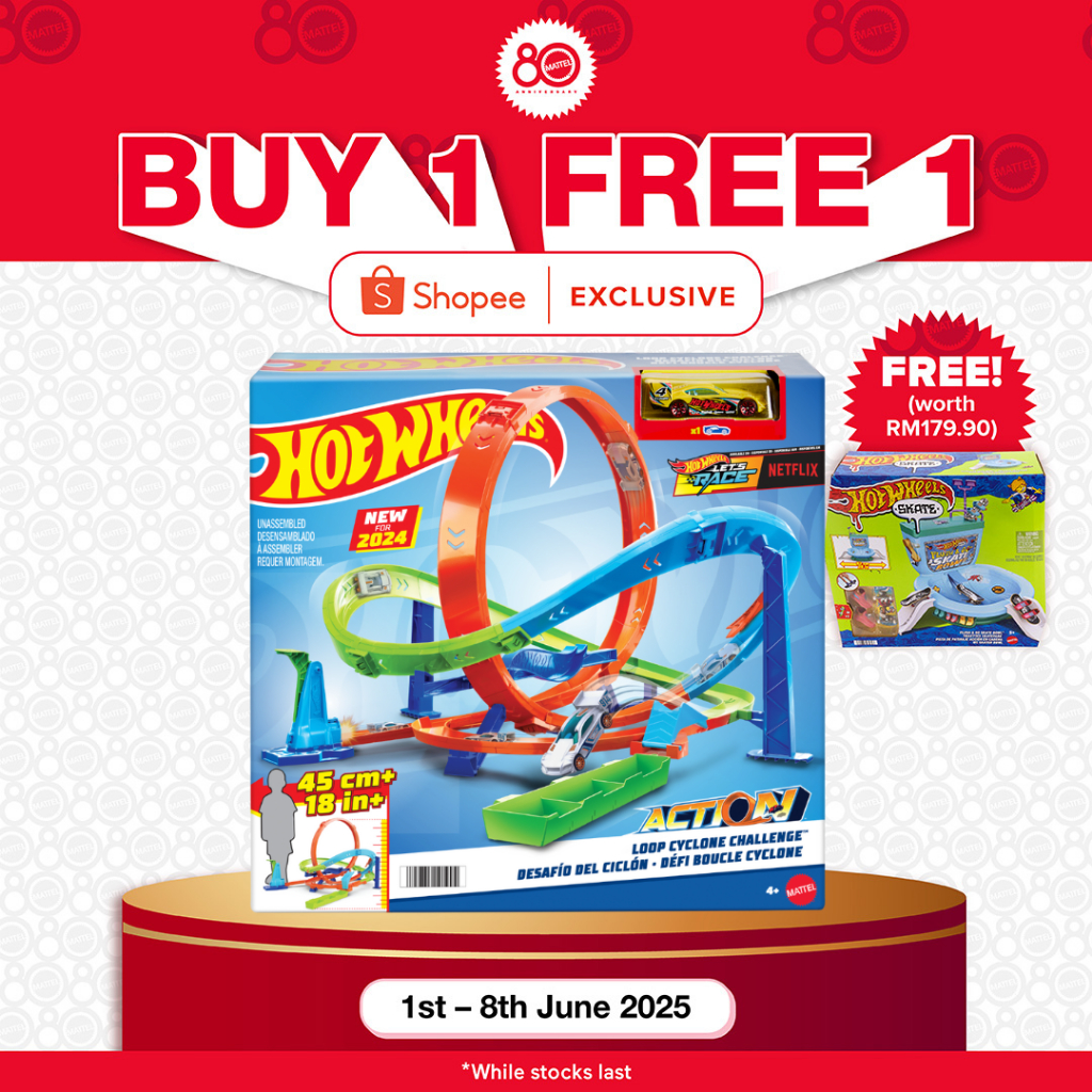 6 6 BUY 1 FREE 1 Hot Wheels Action Loop Cyclone Challenge Track Set FREE Hot Wheels Skate