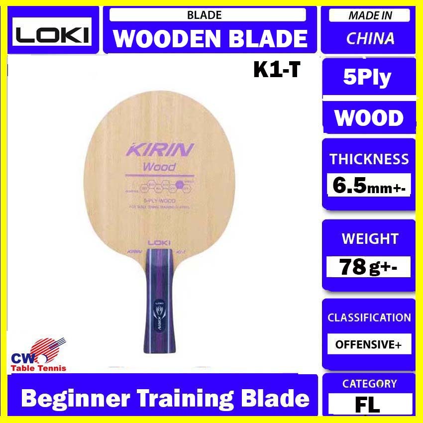 Loki Kirin Ki T Pure Wood Table Tennis Blade Bat Racket Paddle Raket