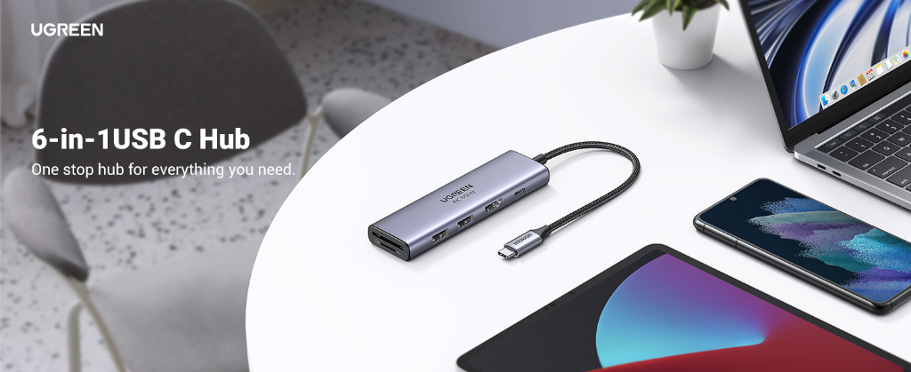 UGREEN USB C Hub 6 In 1 100W PD Charge Adapter Converter 4K 60Hz HDMI