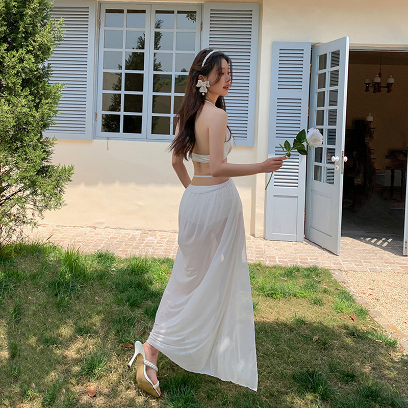 READY STOCK Pcs Summer Angel White Long Dress Sexy Bikini Style