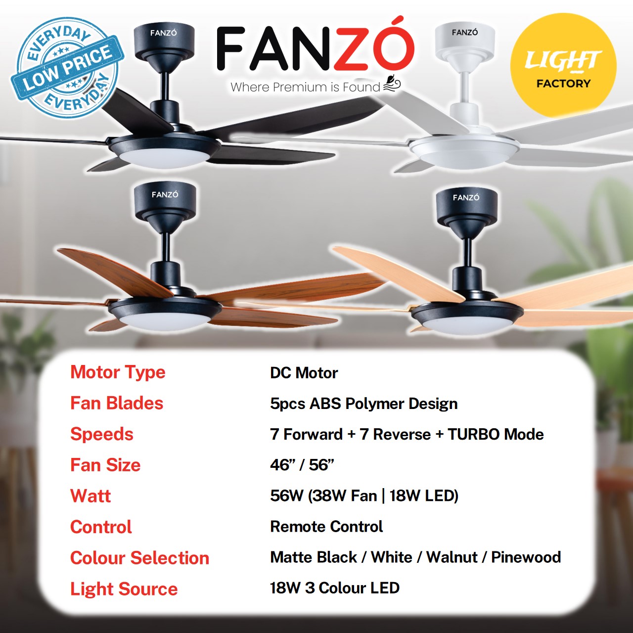 SIRIMFANZÓ Turbo LED 46 56 DC Motor Ceiling Fan With Light 14