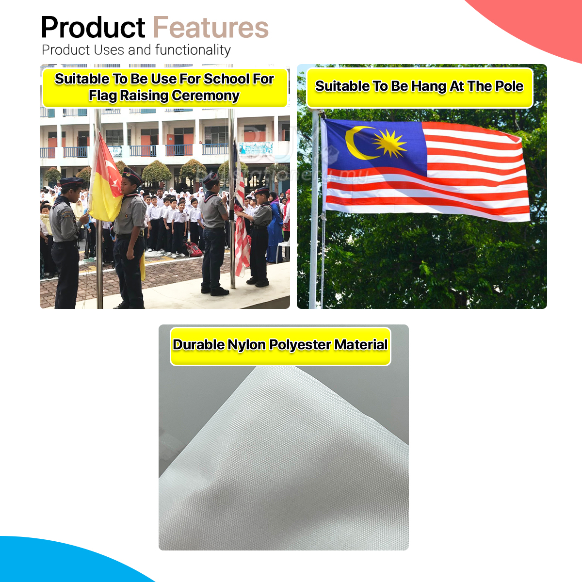 X X X Bendera Malaysia Merdeka Jalur Gemilang Flag Nylon