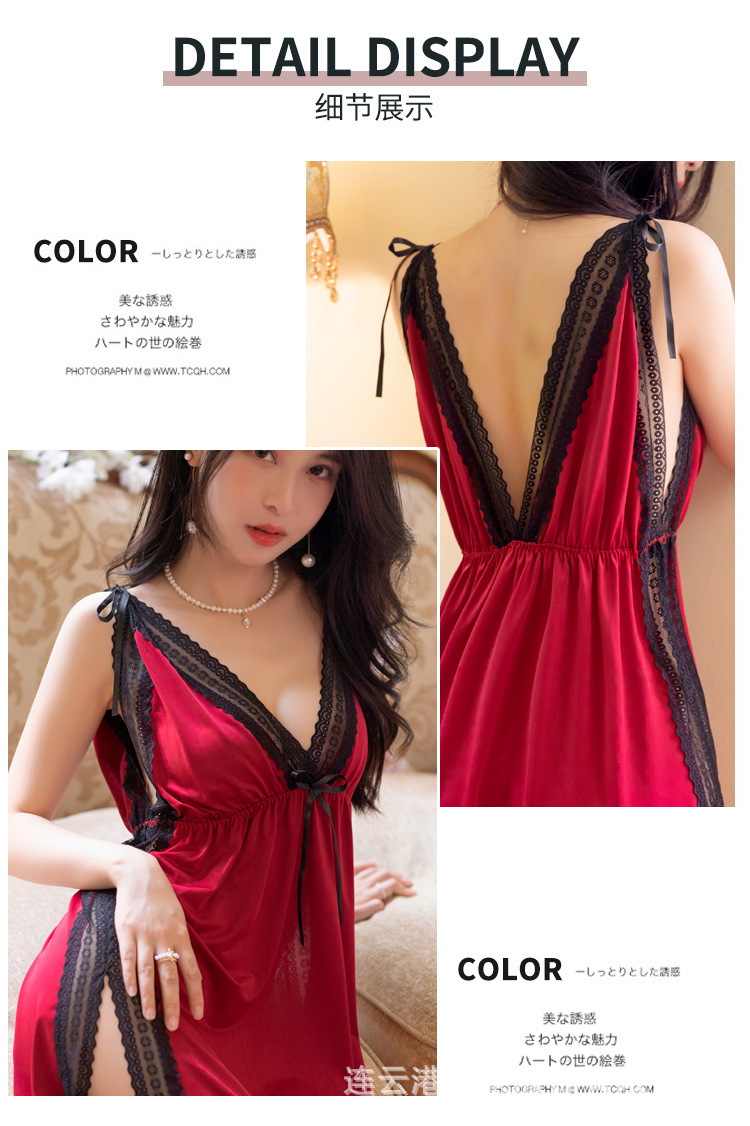 Deep V Babydoll Dress Women Sleepwear Sexy Lingerie Baju Tidur Seksi