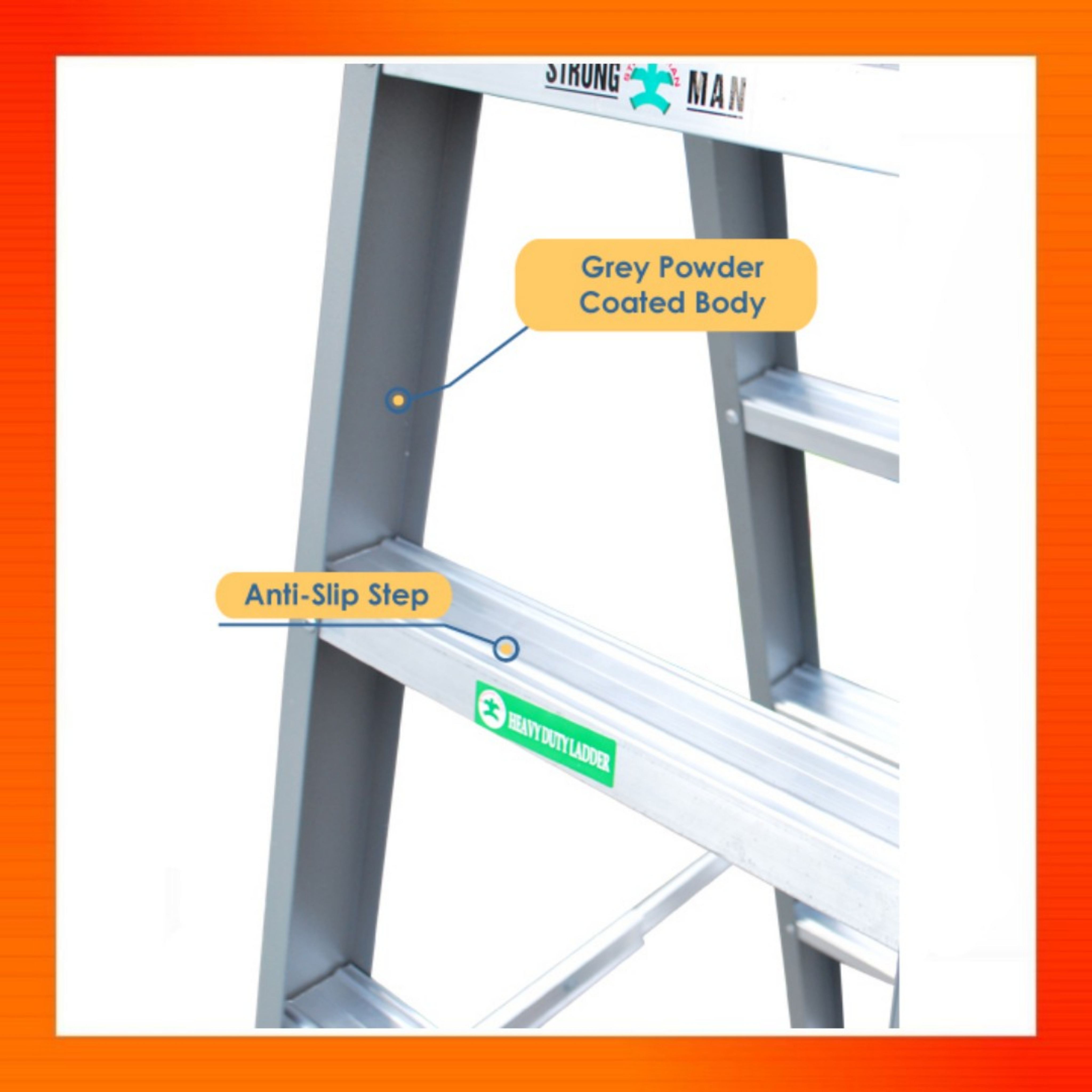 Heavy Duty Strongman Aluminium Steps Double Single Sided Ladder