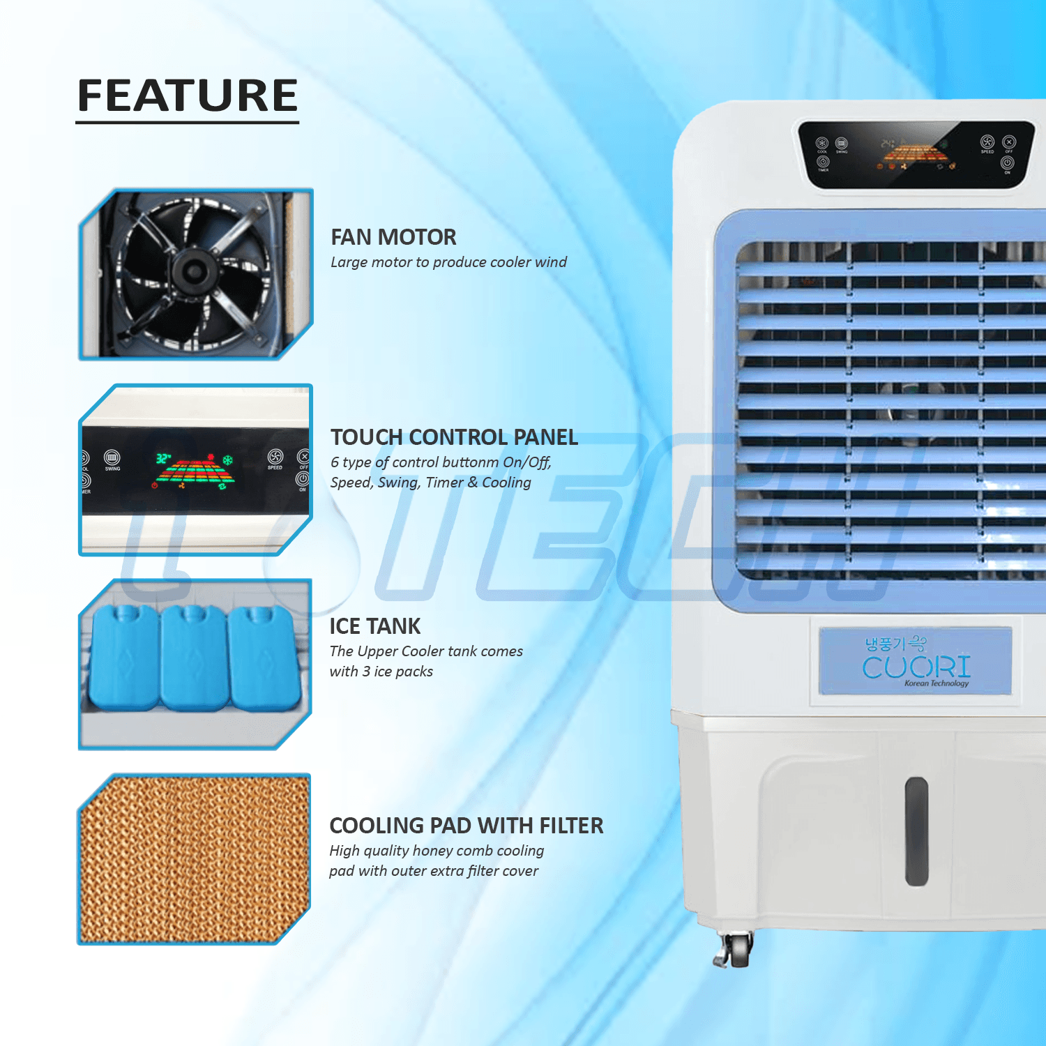 Evaporative Air Cooler Commercial Aircond Power Cooling Fan Ft