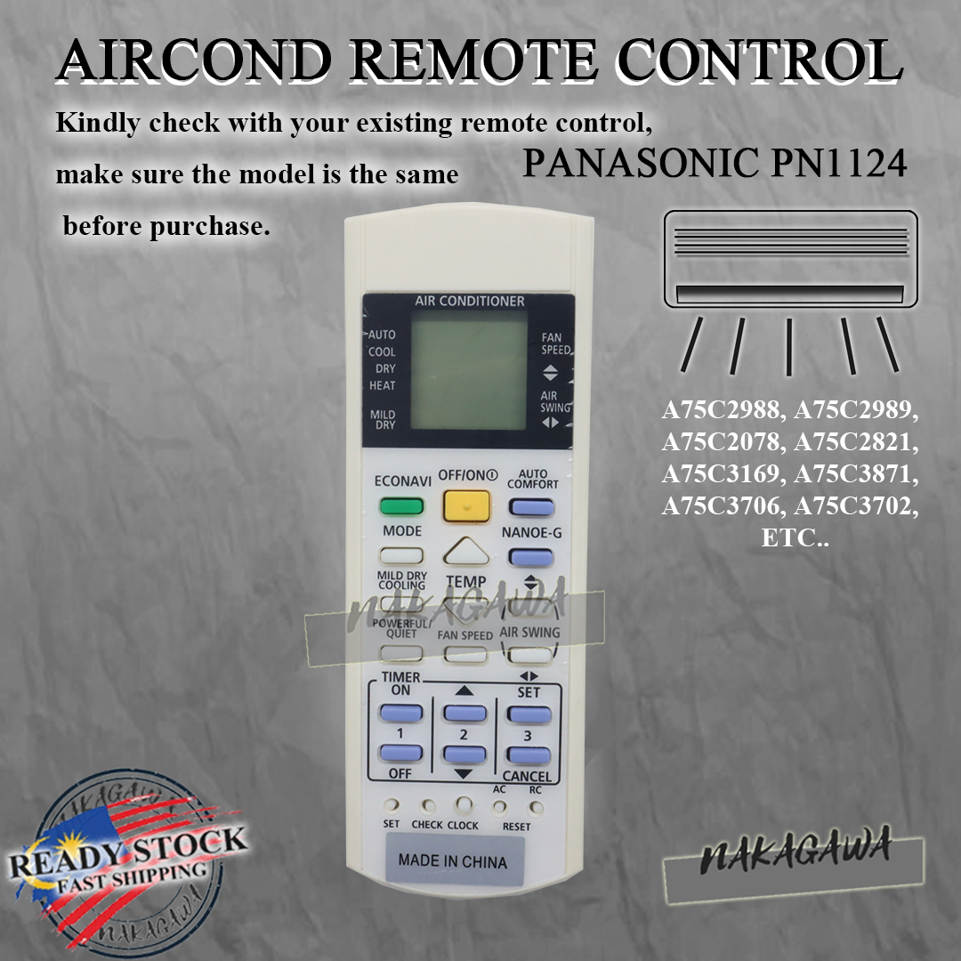 PANASONIC AIR COND REMOTE CONTROL REPLACEMENT A75C2988 A75C2989