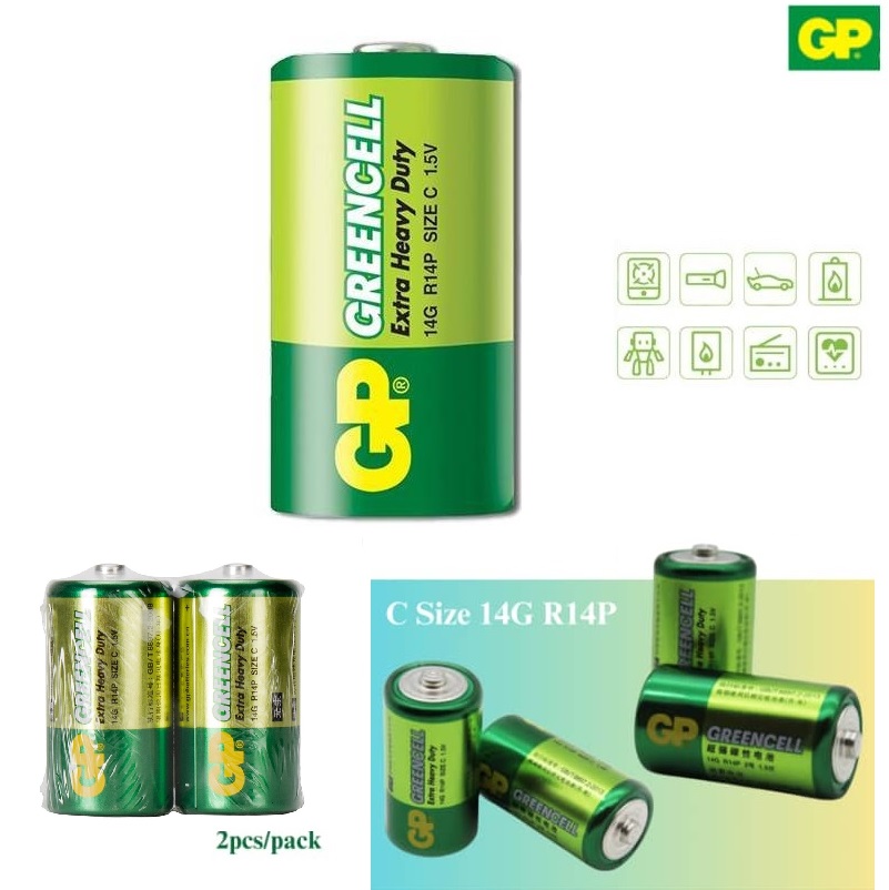 GP Greencell R14P Extra Heavy Duty C Battery Pack Of 2 Shopee Malaysia