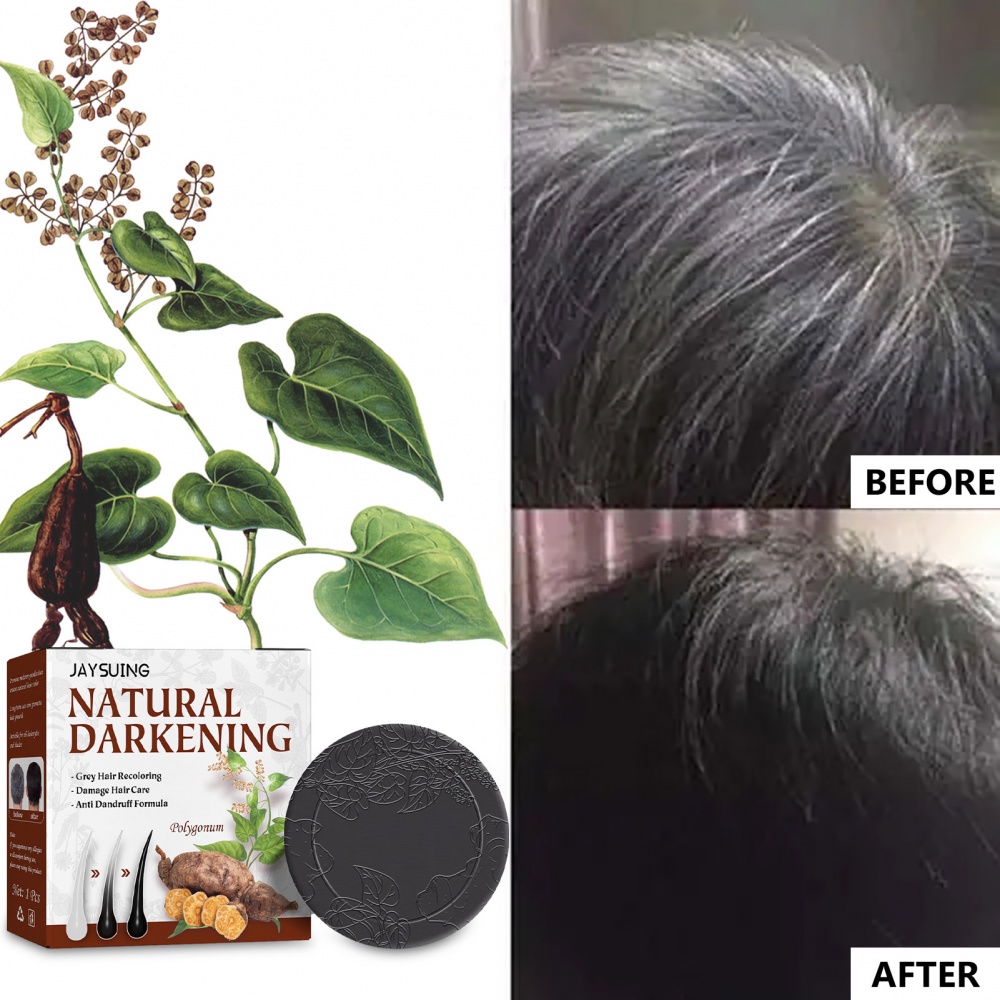 Jaysuing Natural Darkening Soap Sabun Hitam Rambut Polygonum Soap Hair