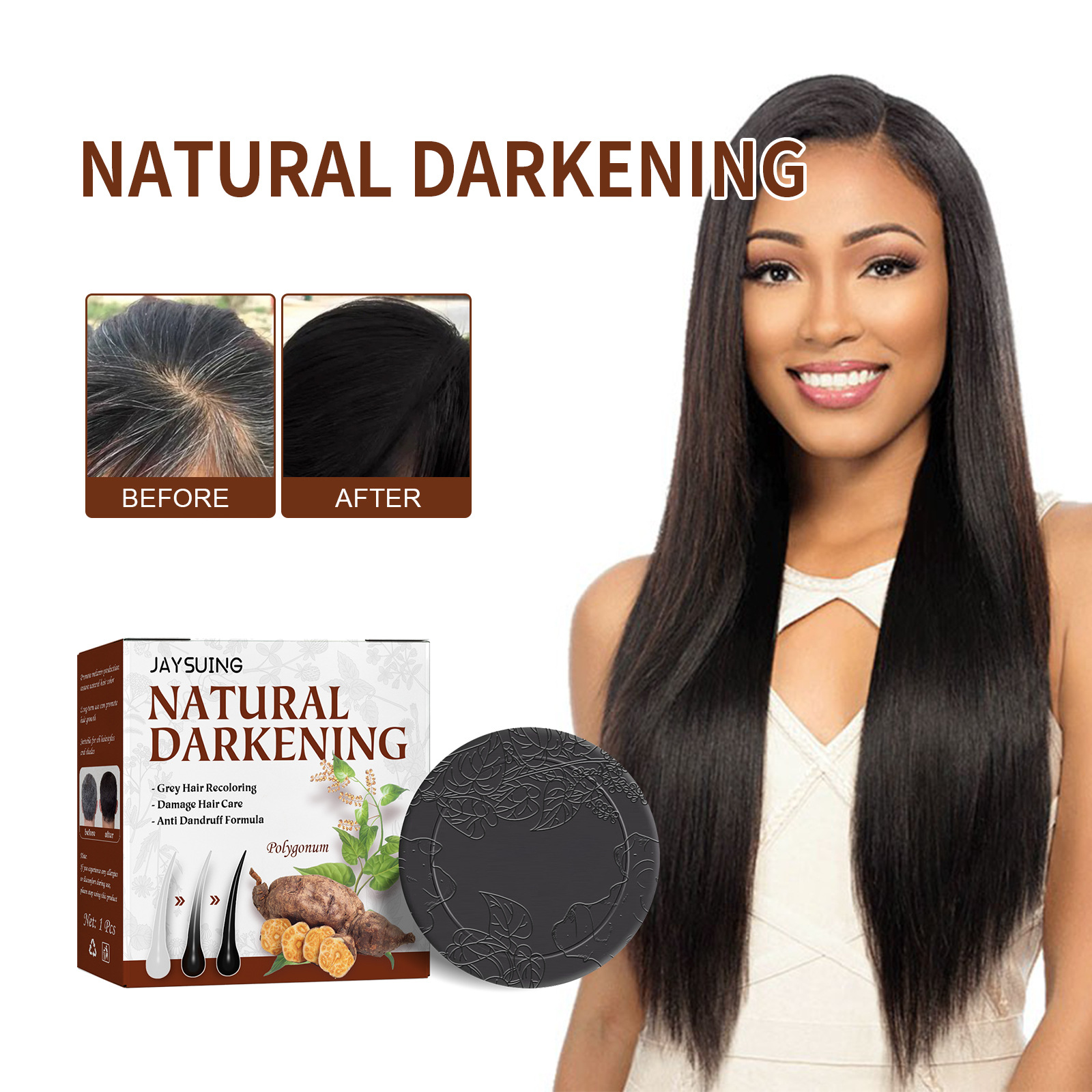 Hair Nourishing Shampoo Jaysuing Natural Darkening Soap Polygonum