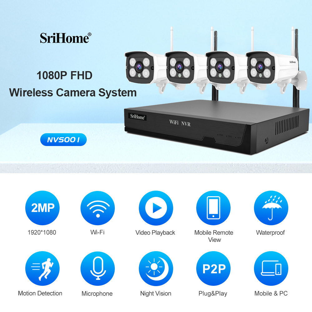 Srihome Cctv Nvr Channel Wifi Wireless Security System Pcs Camera