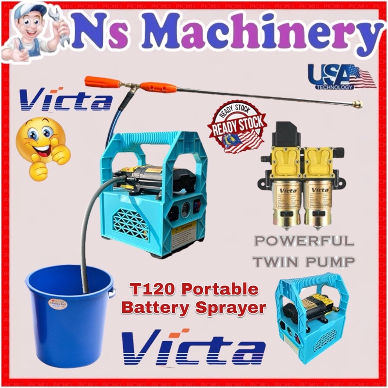 Victa T Turbo Twin Pump Battery Sprayer Portable Type V Complete