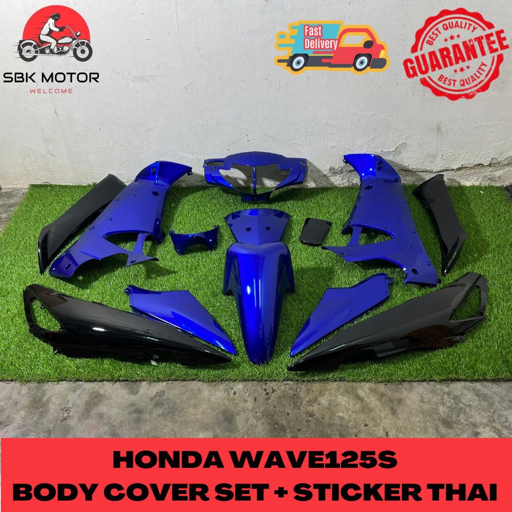 HLD HONDA WAVE125S DPBMC BLUE BLACK BODY COVER SET WITH STICKER THAI