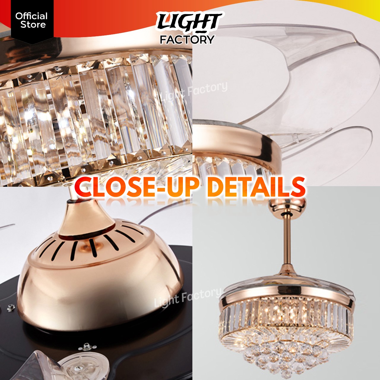 Ecoluxe Premium Crystal Chandelier Ceiling Fan Eco Colour Led