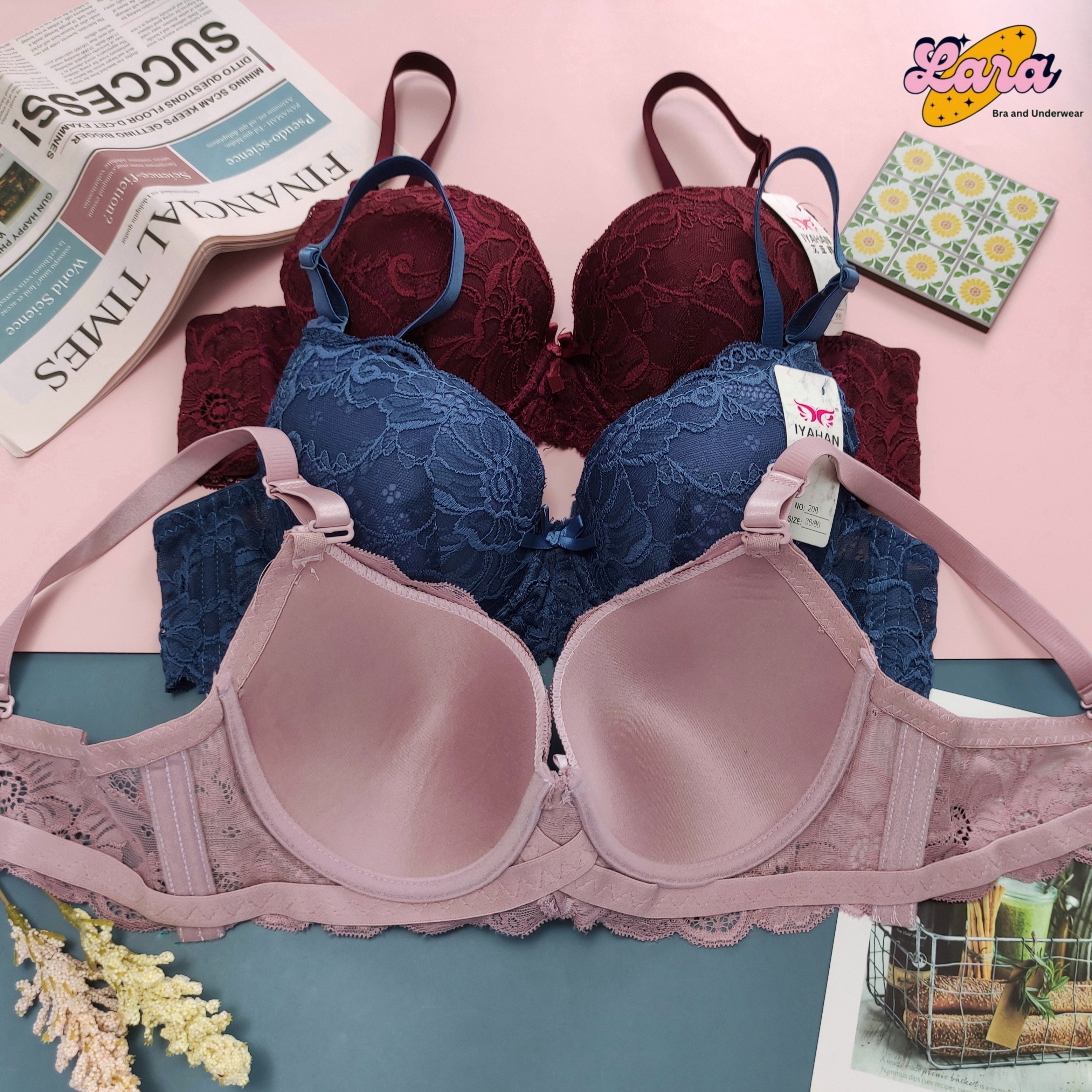 Lara Lingerie Bra Women Wired Lace Plus Size Baju Dalam Wanita