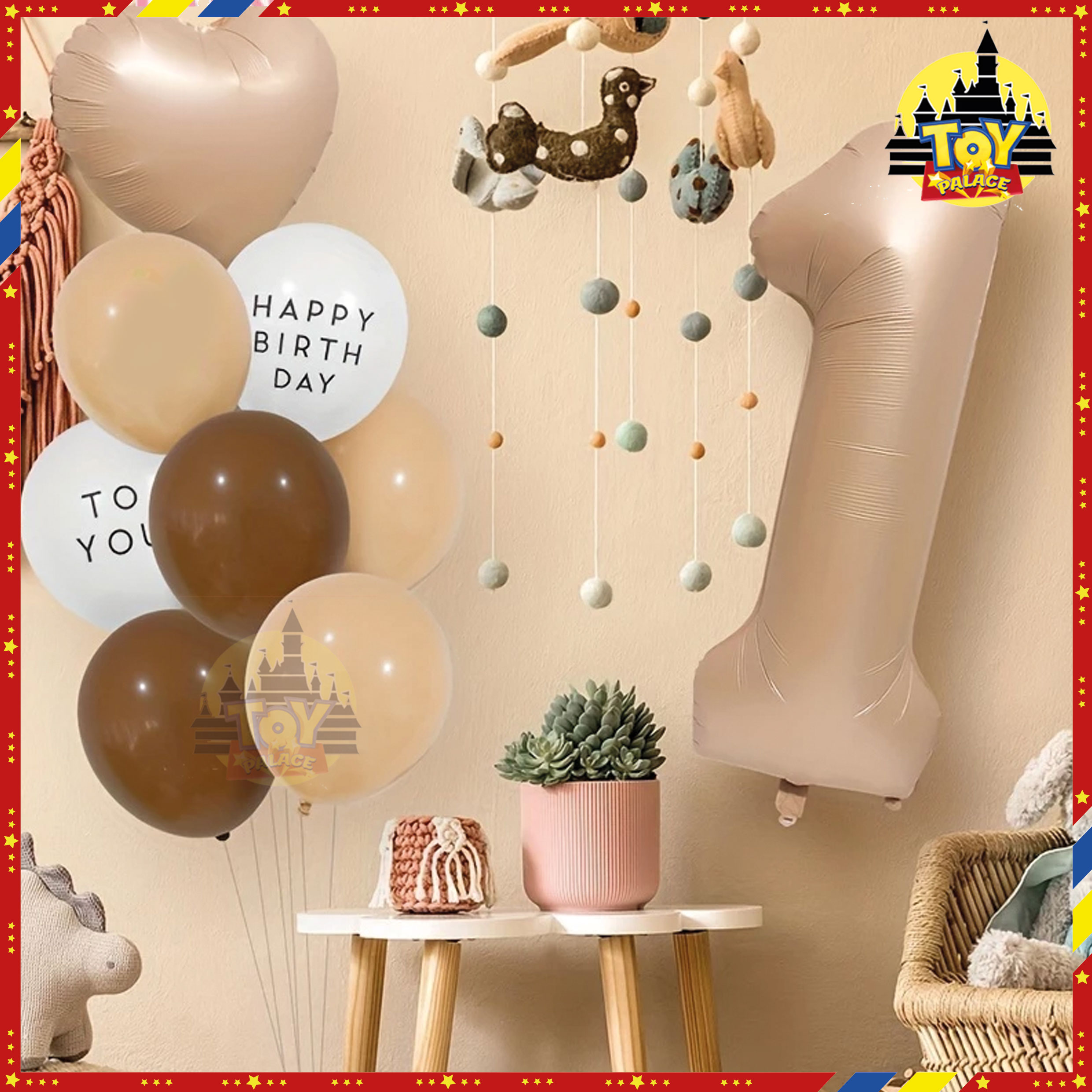 11pcs Retro Khaki Nude Balloon Garland 32inch Caramel Foil Number