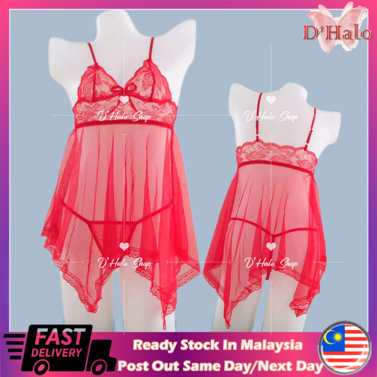 Ready Stocksy Lingerie Set Short Dress Night Dress Night Wear Plus Size Free Size Shopee