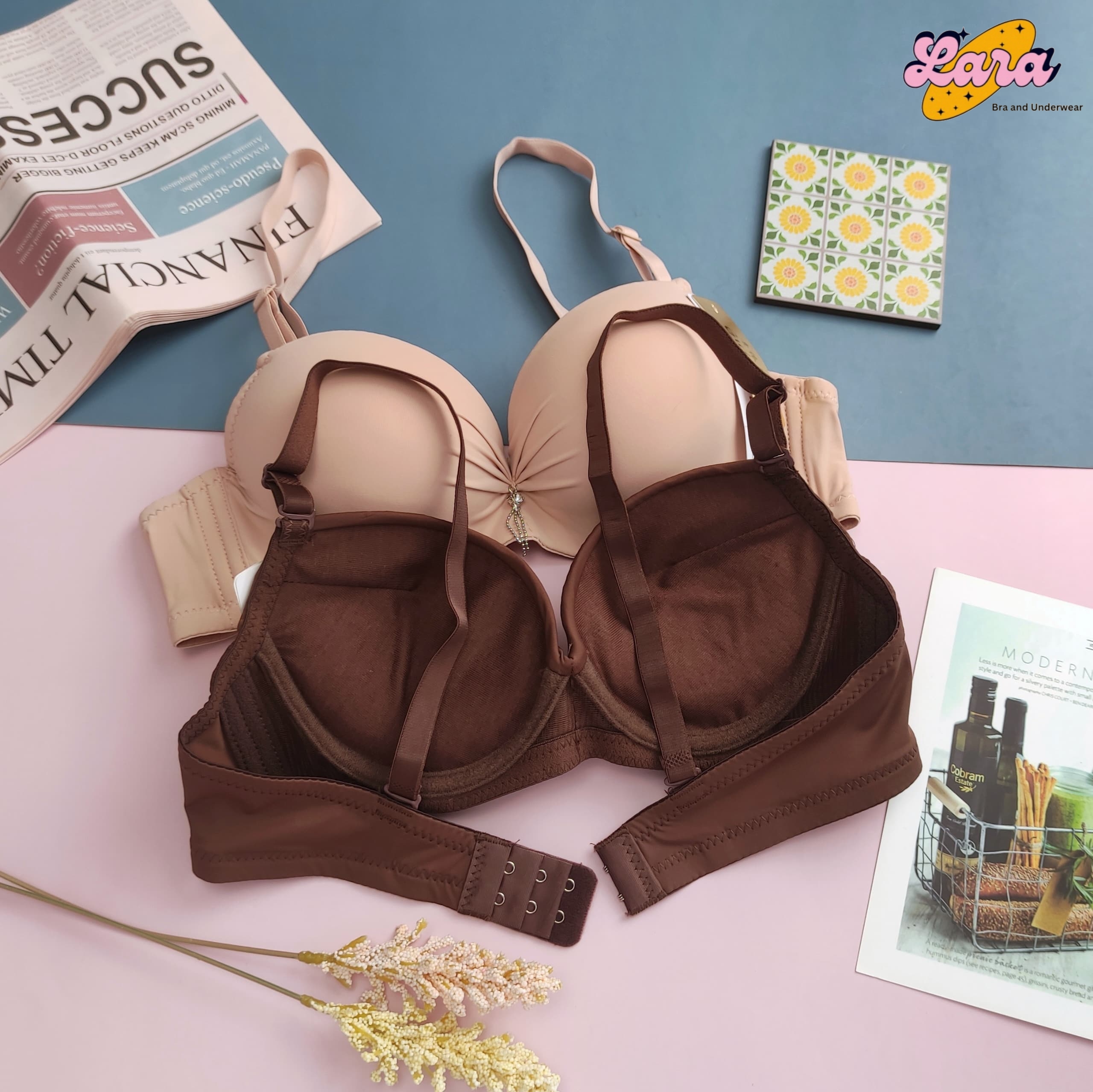 Lara Lingerie Bra Women Wired Plain Push Up Thick Sponge Baju Dalam