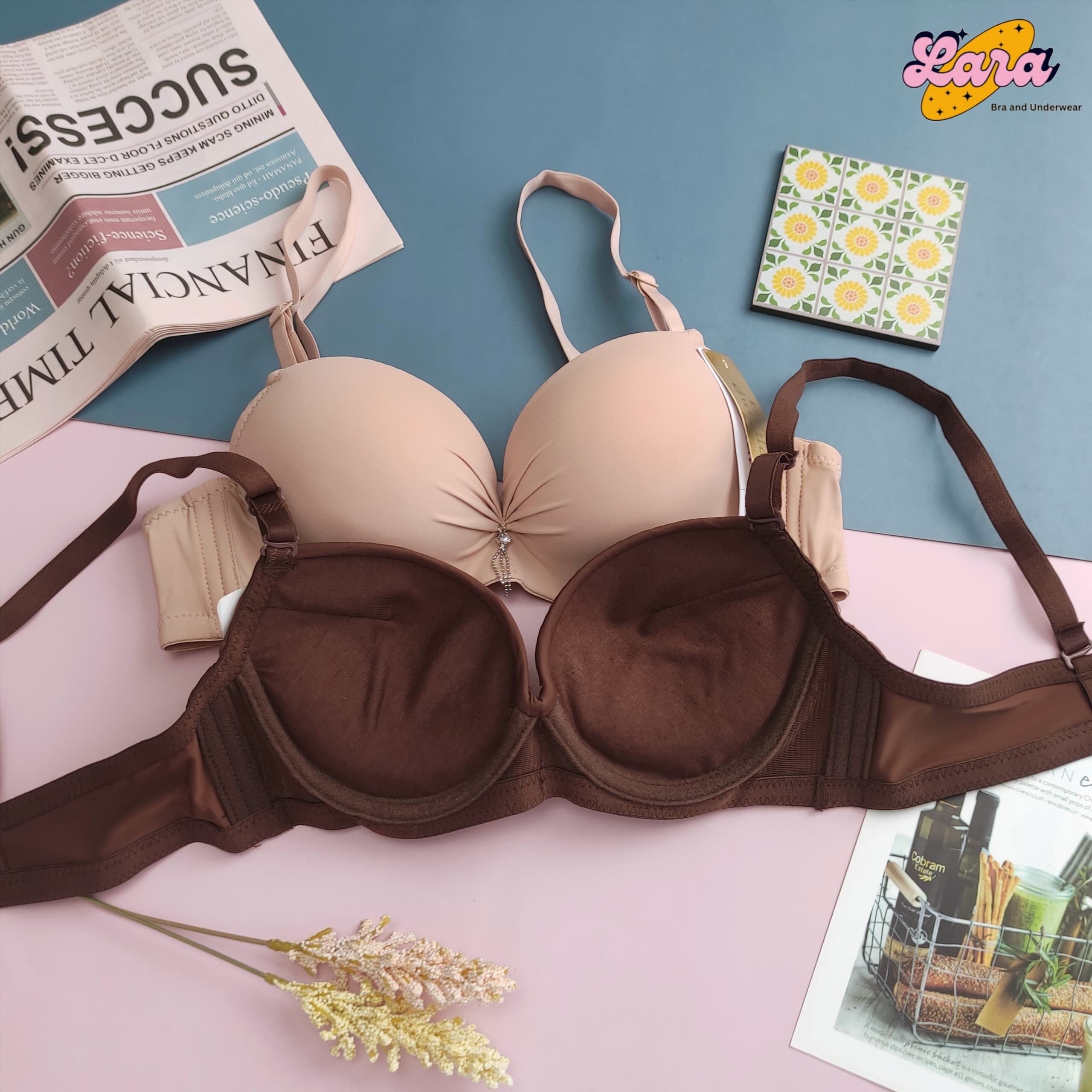 Lara Lingerie Bra Women Wired Plain Push Up Thick Sponge Baju Dalam